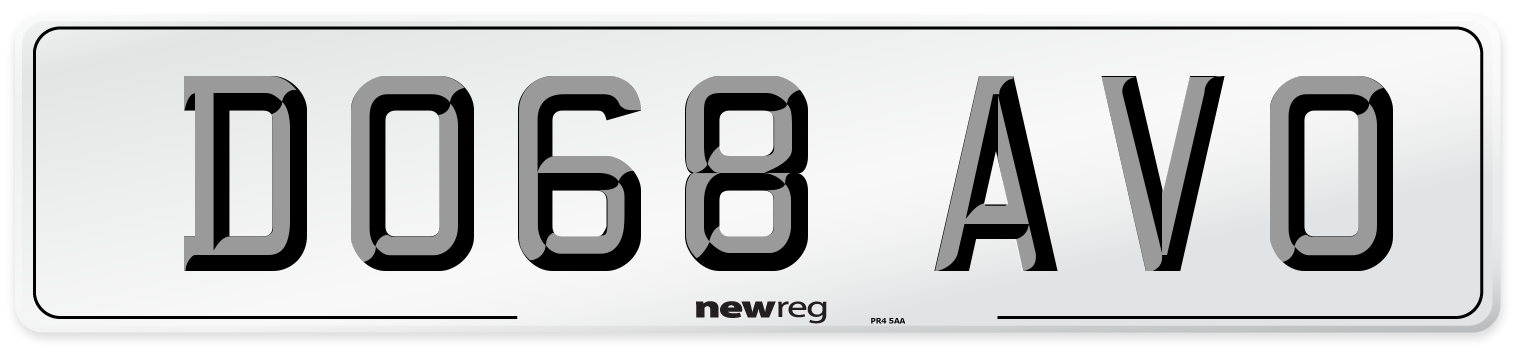 DO68 AVO Number Plate from New Reg